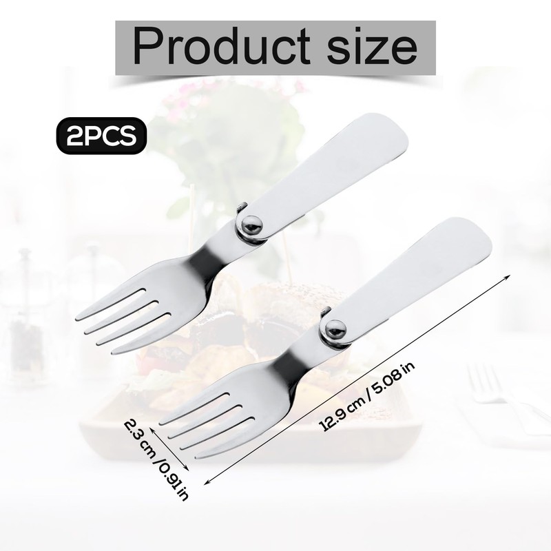 2pcs Replacement Fork for Thermos, Stainless Steel Foldable Folding Portable