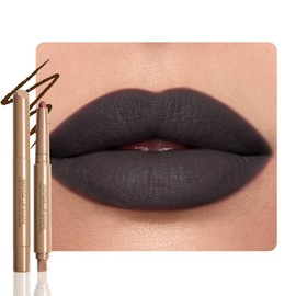 FeiCuiYun Matte Crayon Lip Liner Pencil, Black Lip Liners Lipstick For Women Halloween Birthday Party Wear, Plump Creamy Formula With Silicone Smudger for Define Contours & Sculpting Lip