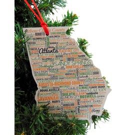 Georgia Ornament Wooden Christmas Tree Decoration Made in The USA Decor