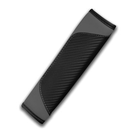 Piburth 2PCS Car Seat Belt Cover, Carbon Fiber Safety Seatbelt Shoulder Strap Covers, Breathable Leather Soft Harness Pad for Car Interior Accessories (Black/Gray)