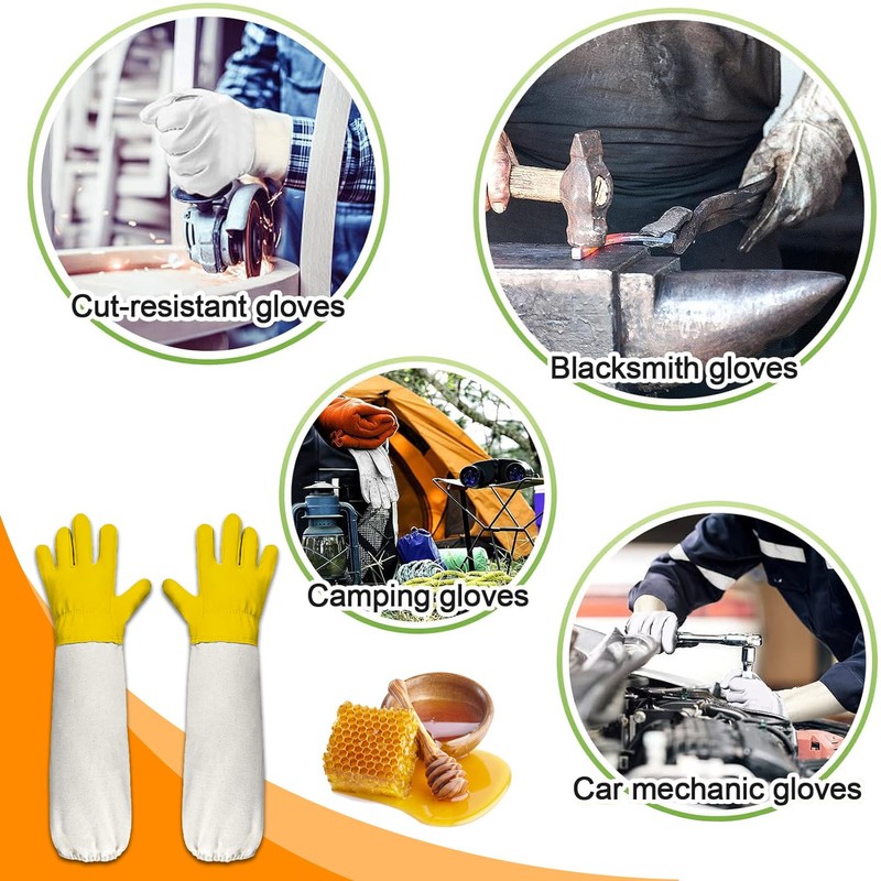ZONSUSE Premium Goatskin Beekeeping Gloves, Beekeeper Protected Gloves with Ventilated