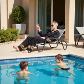 neilgo Mens Pajamas Set Luxurious Satin Matching Pajamas for Couples Silk Like PJS Black