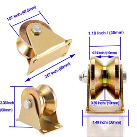 KOHAND 8 Pack 2 Inch V Groove Wheel, Heavy Duty Rigid Caster Wheels V Shaped Steel Sliding Gate Roller Hardware with Bracket for Track Rail Industrial Machines