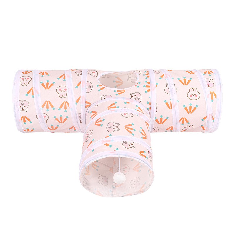 Cat Tunnel Tube Cute Print Interactive Educational Collapsible Cat Tunnel