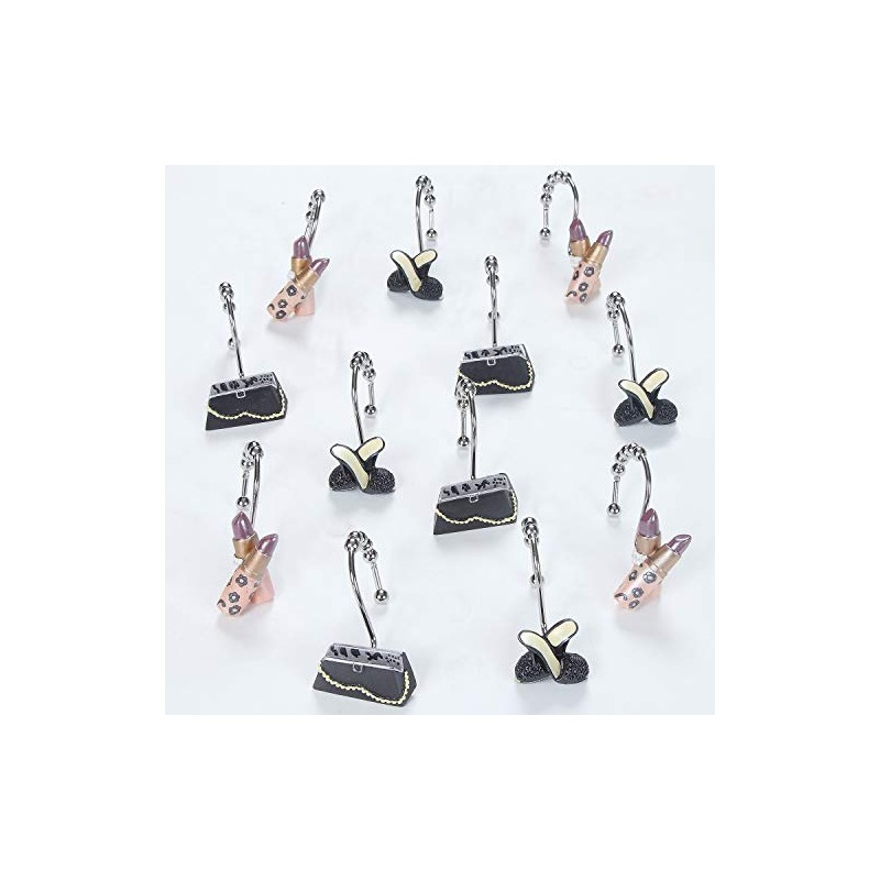 BESTRIPES Shower Curtain Hooks Rings, Set of 12 Stainless Steel