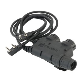 TACGZGJSM V2 U94 Tactical Headsets Dual PTT Push-to-Talk 2pin Kplug Walkie Talkie Headset Connector Cable for UV5R,UV17R etc. (Black)