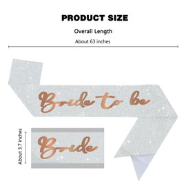 Vuzvuv Bride to Be Sash, Bride to Be Sash with Glitter Letters for Bachelorette Party Decorations,Engagement Party Decoration, Bride Gift-Silver