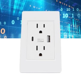 US Socket USB Type C Wall Outlet Multi Functional High Receptacle for Home 110‑220V US Socket US Wall Socket