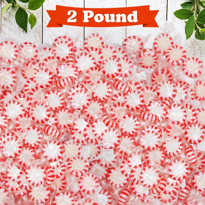 Starlight Peppermint Candy 2lb Bucket - Individually Wrapped Mints for