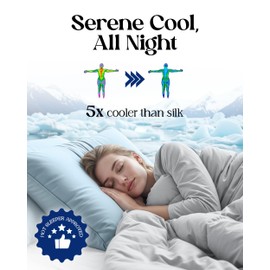 SLEEPHORIA Cooling Pillow Cases for Hot Sleepers, 2 Pack Standard Size Cool Pillow Case Cover with Durable Zipper, Silky Soft & Stays Cool All Night, Gentle on Hair & Skin (Blue)