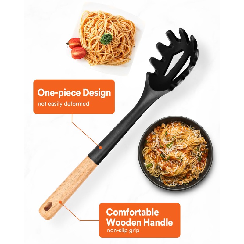 Silicone Pasta Fork, Kitchen Heat Resistant Noodle Spoon Server, BPA
