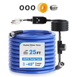 Heated Water Hose for RV, 25FT x 5/8", -45°F Freeze Protection Drinking Water Hose with All-Copper Heating Wire & Thermostat, 25mm Anti-Burst Design, US Standard Size for RV, Camper, Home & Garden