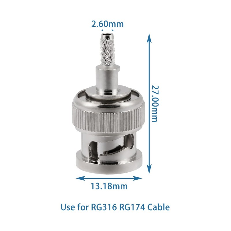 POBADY 10PCS BNC Conectores Macho 50 Ohm BNC Macho Crimpado