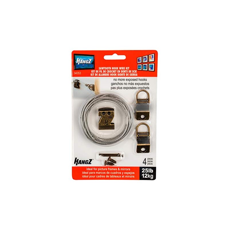 HangZ 34053 Canvas Flat Mount Sawtooth Hook Picture Hanger Kit,
