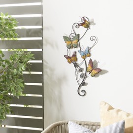 Deco 79 Metal Butterfly Indoor Outdoor Wall Decor, 15" x 1" x 29", Multi Colored