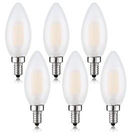 Beonllay LED E12 Light Bulb, 6 Pack, 25W Equivalent, 4000K Neutral White, Dimmable, Frosted Glass, Ceiling Fan, Chandelier, Edison Bulb, 200 Lumen, 2W, Unit Count: 6