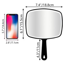 DVHOK 2Pcs Handheld Mirror, Portable Hand Mirror with Hanging Hole in Handle, Black 7.4" W x 10.4" L