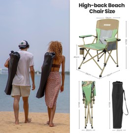Camping Chair for Adults 350 LBS Support Camp Chair with Breathable Mesh Back Fabric with Arm Rest Cup Holder and Portable Carrying Bag