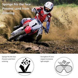Motorcycle Goggles for Men Women Motocross Goggles Dirt Bike Goggles ATV Goggles Riding Goggles Powersports Goggles Offroad Goggle MX Goggles Skiing Goggles UV400 Anti-Scratch Dustproof Goggles Clear