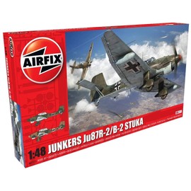 Airfix Junkers Ju87R-2/B-2 Stuka 1:48 WWII Military Aviation Plastic Model Kit A07115, Red