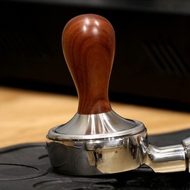 FUN COFFEE Espresso Tamper 58mm Flat Stainless Steel Espresso Coffee Tamper Wooden Handle Tamper Stainless Steel (co-0013)