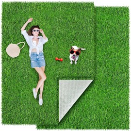 Drydiet 2 Pcs 5 x 3 ft Artificial Grass Turf Area Rug Indoor Outdoor Square Rug Green Realistic Camping Carpet Camping Rug Tent Turf Carpet Artificial Grass for Garden Yard Landscape Playground