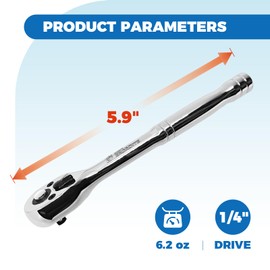 Der Erwachte 1/4-Inch Drive Ratchet, Quick-Release Reversible Ratchet Wrench, 72-Tooth 1/4 Drive Ratchet Handle, Chrome Alloy Made, Cr-Mo Head,Full Polished