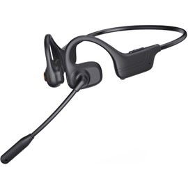 voijump Open Ear Headphones with Mic, Bluetooth Wireless Headset with Microphone, Multipoint Connect Bluetooth 5.3 Headphone, Sweatproof Wireless Headset for Work, Driving, Running, Workouts