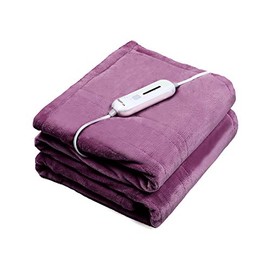WAPANEUS Foot Pocket Heated Blanket Electric Throw with 3 Heating Levels and Auto Shut Off, Flannel Fast-Heating Heated Throw 50" x 60", ETL Listed,Machine Washable, Purple