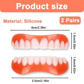 DLPRK 2 Paar Gefälschte Zähne, Falsche Zähne Veneers, Kosmetische Zahnabdeckung, Zahnprothese Künstliche, Temporäre Zähne, Provisorische Zahnprothese für Frauen Männer