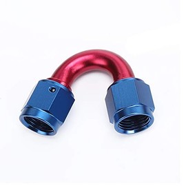 AC PERFORMANCE 150 Degree Aluminum Swivel Coupling Fuel Fittings -6AN Female Flare Coupler Hose Union Adapter, 9/16x18 AN6 Thread Connector, Red Blue