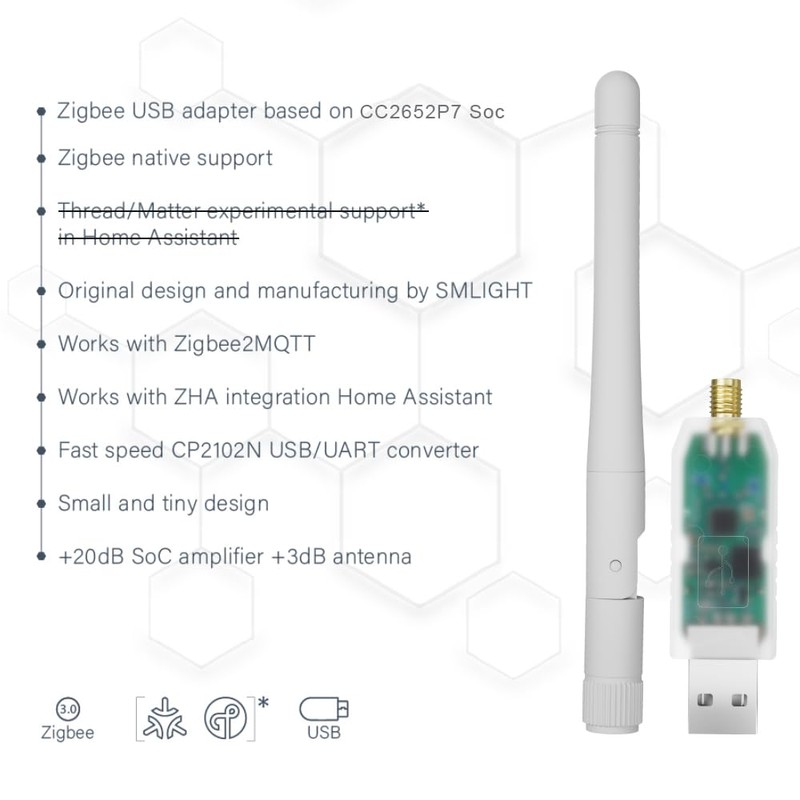 SMLIGHT SLZB-07P7 Zigbee 3.0 Coordinator Thread/Matter Mini USB Adapter Works