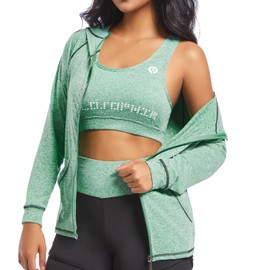 Botre women’s 5-piece tracksuit and sports set, sportswear including sports bra and leggings for yoga, gym, fitness, running, green, m