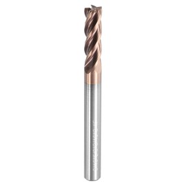 sourcing map Carbide Square End Mill, 3/16" Dia TiSiN Coated 4 Flutes Milling Bit Cutter, for Hardened Steel Stainless Steel Cast Iron, 3/16" Shank 5/8" Cut Length 2" Long HRC55