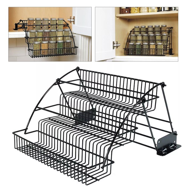 3 Tier Pull down Cabinet Spice Rack Organizer,Meta