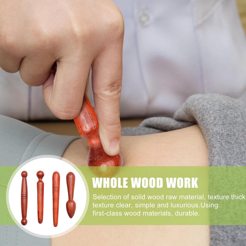 Set of 4 Wooden Massage Tools, Triangle Massager, Trigger Point