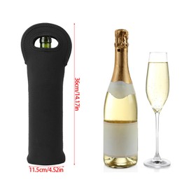 Walfront 3PCS Funda Protectora de Botella de Vino con Mangas de Viaje Aisladas para Botellas de Vino Bebidas de Cerveza Botellas de Agua Deportivas Botellas de Bebé Negro