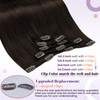 LaaVoo Real Hair Clip Extensions, 55 cm, Black Real Hair