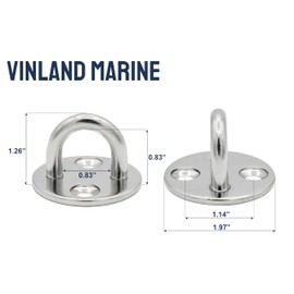 Vinland Marine 304 Stainless Steel Pad Eye 500lbs Capacity Ø1.97 Round Plate Eye Hooks Heavy Duty Round pad Eye Plate Stainless Steel pad Eye Sailboat Hardware Rigging Plate pad Eye Plate Hardware