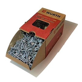 Würth ASSY 4 CSMP Chipboard Screws 4 x 60 mm, Pack of 250 Galvanised Steel, Blue Passivated, Partial Thread, Countersunk Milling Pocket Head - RW 20 New Generation