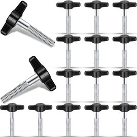 Tandefio 16 Pcs 1/4"-20 x 1-1/2" Stainless Steel Thumb Screw Thread Thumbscrew Adjustable Tee Wing Screw Black Wing Knob Bolt for Remove Replace Hand Clamping Tightening Knob Power Supply