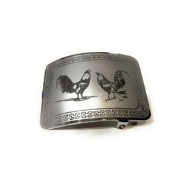 EL CHARRO Stainless Steel Western Belt Buckle. Hebilla Charra Gallos