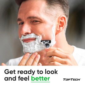 TopTech PRO 3 Razors for Men - Manual Shaving Razor & Replaceable Cartridges - 11 Count Pack (1 Handle + 10 Refills) - 3-Blades Technology - Soft Shave & Sharp Blades - Cost-effective Refill