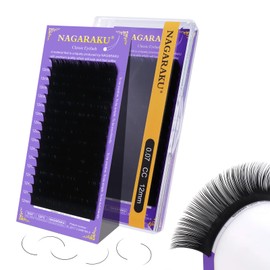 NAGARAKU Individual Eyelashes, 1:1 Individual Eyelashes, Volume Eyelashes, Classic Eyelash Extension, Soft, Natural, 1 to 1 Eyelashes, Single Eyelash, Matte Black, 16 Rows, High Capacity (0.07 CC 12