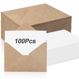 Kraft Paper Envelopes with Cards Pack of 100 Envelopes Envelope Letter Envelope Letter Envelope for Wedding Greeting Cards Invitations (120 g, 16 x 11 cm)
