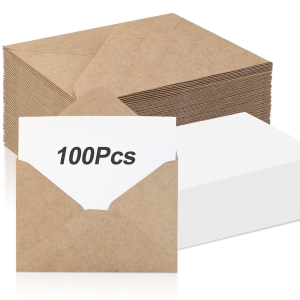 Kraft Paper Envelopes with Cards Pack of 100 Envelopes Envelope