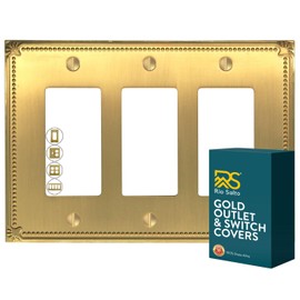 Rio Salto Sunken Pearl Gold Triple Rocker Outlet Cover or Light Switch Cover Decorative Switch Plates Gold Wallplates 3-Gang Decora Decorator (1-Pack)