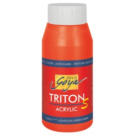 KREUL Solo Goya Triton S 17304 Acrylic Paint, Real Red, 750 ml Bottle, Quick Drying with Gloss Effect, Water-based Paint, Studio Quality, Versatile, Good Coverage and Economical