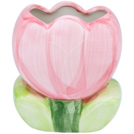 Busnos Pen Holder for Office Desk Accessories Aesthetic Pink Makeup Brush Holder Pencil Holder Cute Tulips Home Decor Birthday Gifts for Women Vanity Toothbrush Holder Kawaii Kitchen Utensil Holder