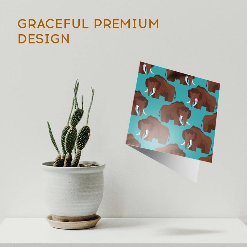 1 x Greeting Card Extinct Woolly Mammoth Pattern - Blank